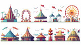 Fototapeta  - Carnival fair amusement park with circus tent ferri