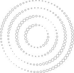 Dotted circular spiral halftone frame. Element for design