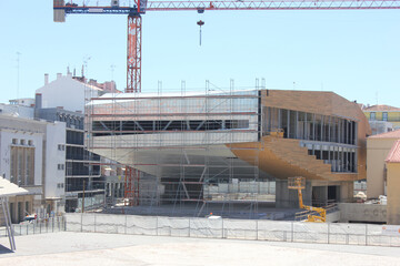 
construction site with crane in castelo branco - portugal
