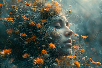 Wall Mural - a garden of aspirations and fears blooming in the fertile soil of the mind, nourished by experiences