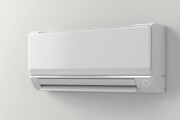 Wall Mural - A white air conditioner is mounted on a wall. Summer heat concept