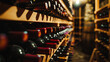 たくさんの瓶が並ぶワイン倉庫