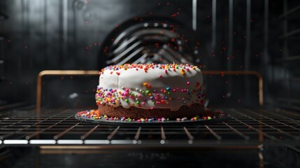 Sticker - Cake with sprinkles in oven