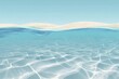 Underwater blue ocean swimming pool with sandy bottom, wide panoramic background illustration