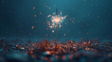 Сlose-up Of A Sparkling Firework Sparkler Emitting A Shower Of Sparks, Captured Against A Dark Backdrop.
