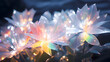 Digital technology glass crystal flowers fantasy scene abstract graphic poster web page PPT background