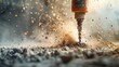 © BOONJUNG - Extreme close up of a concrete driller drilling into a concrete, Generative AI
