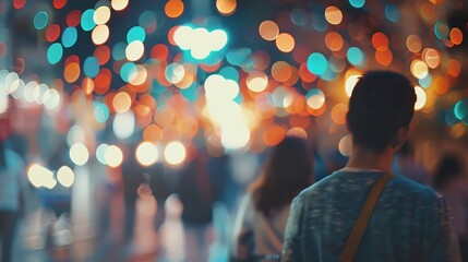 Poster - Generative AI : The people looks Fantastic festive new years colorful fireworks on cityscape 