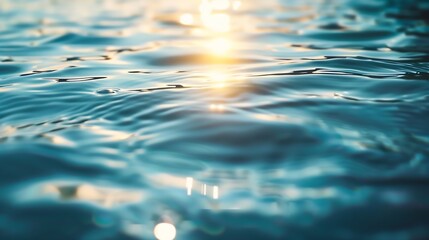 Aufkleber - Generative AI : Blue water surface with bright sun light reflections, water in swimming pool background closeup