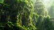 Mossy Monuments: Nature Reclaims the Past./n