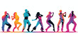 Collection of zumba silhouette vector 2d flat carto