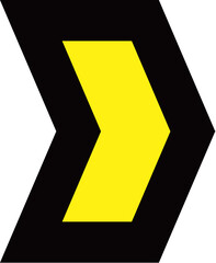 Wall Mural - Yellow arrow icon with black outline pointing to the right