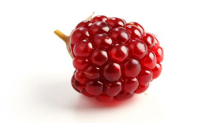 Wall Mural - Single ripe mulberry fruit isolated on a white background.