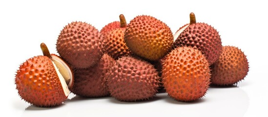 Sticker - Various ripe fruits neatly piled together against a plain white backdrop, showcasing a colorful and healthy assortment