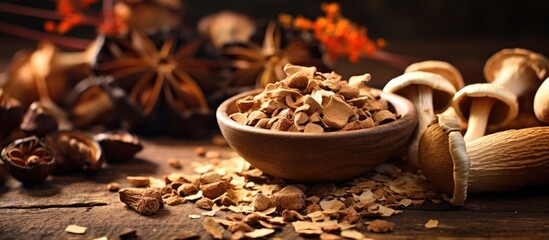 Poster - Assorted nuts, including almonds and cashews, displayed in a close-up shot on a wooden table