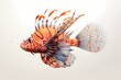 Exotic lionfish showcasing its ornate fins in a tropical underwater paradise, isolated on white solid background
