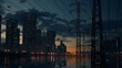 Animated depiction of cities losing power, plunged into darkness due to unsustainable energy use,
