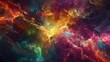 In the depths of space explosions of vibrant colors bring life to the cold dark expanse.