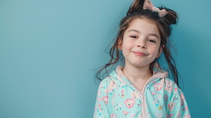 Sticker - Girl with ponytail in blue backdrop