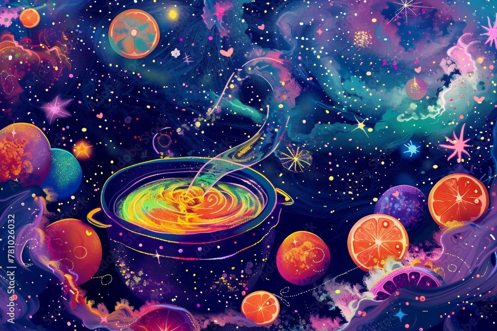 Illustration Stock Vitamin C is the elixir of longevity. Swirling in ...