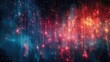 This captivating scene presents an enchanted forest bathed in mystical light, where glowing rain showers down in a spectrum from cool blues to warm reds. Generative AI