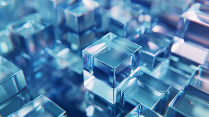 Abstract blue background with cubes, technology wallpaper design