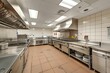 A commercial kitchen filled with shiny stainless steel appliances and countertops, showcasing a modern and professional workspace