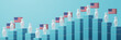 people icons with usa flags election day concept person symbols for infographic human figures near statistic graph