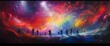 A celestial ballet of neon hues painting the cosmos with a palette of mesmerizing colors, captivating all who gaze upon it.
