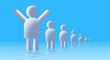 people icons group person symbols for infographic human figures with raising up hands horizontal