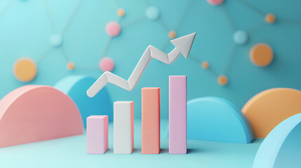 The development of increased sales. Business. The red financial arrow going up the chart.	