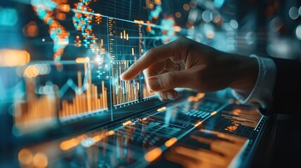Poster - Global business finance GDP graph chart report stock exchange market trading investment and businessman data analytics big data, technology business client analysis management. Generative AI.