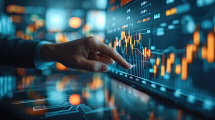Poster - Global business finance GDP graph chart report stock exchange market trading investment and businessman data analytics big data, technology business client analysis management. Generative AI.