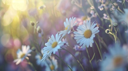 Canvas Print - Many white flowers in grass