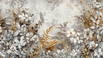 Wall Mural - Vintage botanical print, featuring various plants and flowers . AI generative.