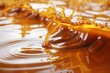 Fluid, laden with sugary, scrumptious feel of melted caramel sauce splattering and descending over a backdrop of dark caramel and space, Generative AI.