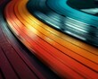 Create a digital artwork inspired by the sleek design and vibrant colors of vintage vinyl records ,3DCG,clean sharp focus