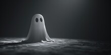 A Spooky White Ghost Standing In The Darkness. Perfect For Halloween Decorations Or Horror-themed Designs