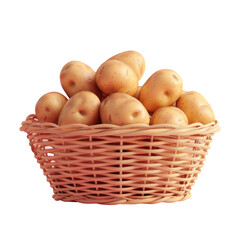 Wall Mural - A closeup of a basket of potatoes on a Transparent Background