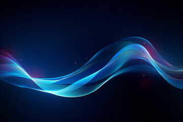 Wall Mural - Abstract Blue and Purple Neon Waves on Dark Background