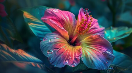 Wall Mural - Close-up of flower adorned with water droplets