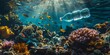 A Stark Contrast of Plastic Bottle Pollution Amidst the Vibrant Life of Coral Reefs, Generative AI