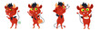 Funny little cruel devil characters with comic expression set