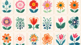 Fototapeta Panele - Floral Quilt Patterns quilting floral patches handc