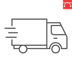 Wall Mural - Delivery truck line icon, e-commerce and transport, delivery service vector icon, vector graphics, editable stroke outline sign, eps 10.