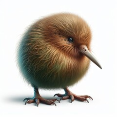 Image of isolated kiwi bird against pure white background, ideal for presentations
