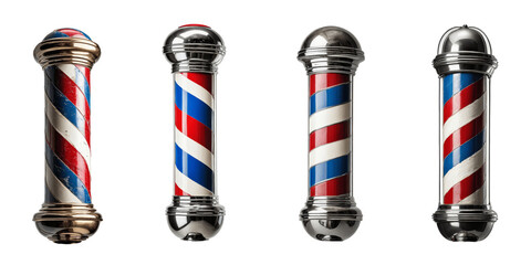 blue white red barber shop pole isolated on transparent background