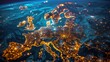 This image captures Europe's night lights suggesting dense population and modern infrastructure