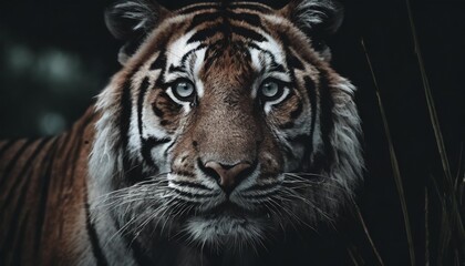 Wall Mural - face tiger close up wallpaper background generate ai