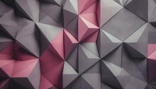 Closeup Of Geometric Squares Triangles Polygon Wall Pattern In Different Grey Rose Pink Tones With 3d Effect Modern Design Background Web Business Texture